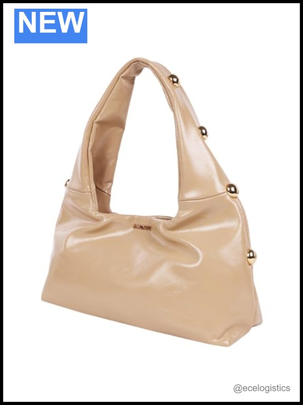 Jason Wu Studded Shoulder Bag, Crackled High Gloss, Gold Hardware, Satchel